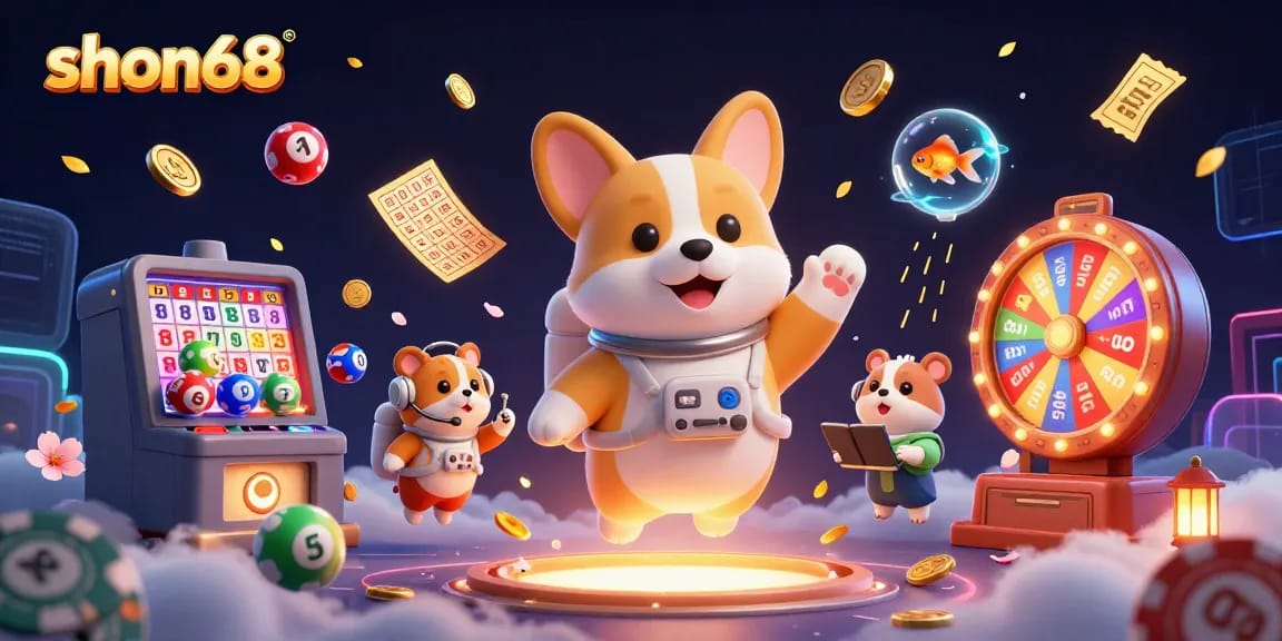 Win exciting prizes with shon68's colorful lottery gaming experience featuring dynamic scenes.