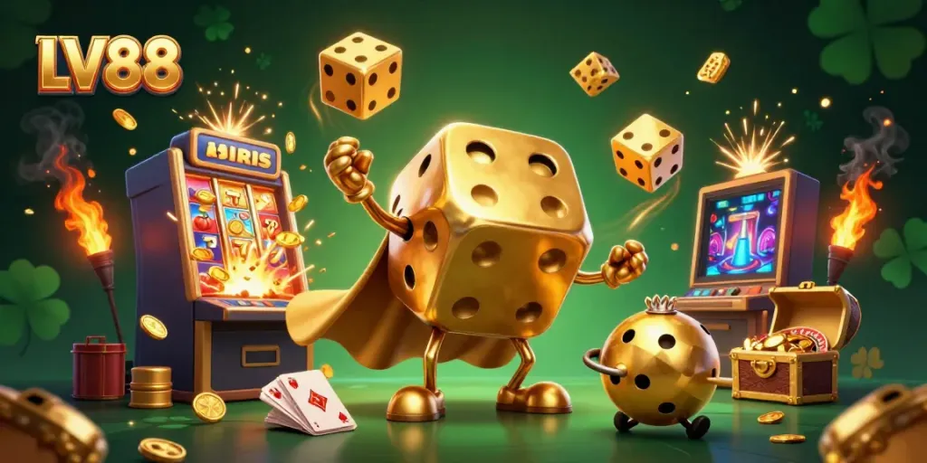 Experience excitement at LV88 with 3D animated figures in a vibrant casino scene.