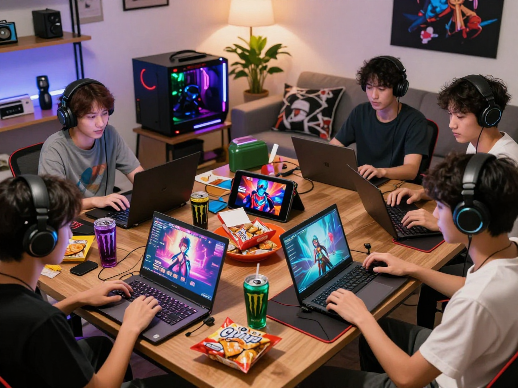 Dynamic gaming moment with players enjoying hentai games in a vibrant setting.