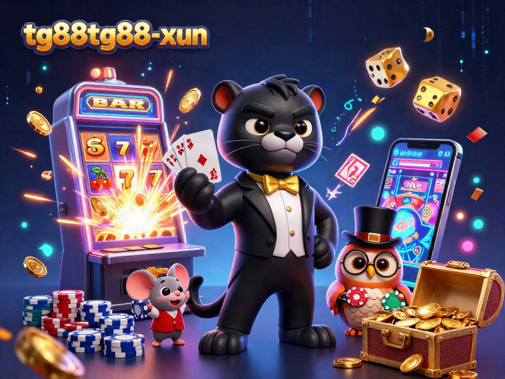 Engage in thrilling games at tg88tg88-xun with our vibrant 3D casino illustration showcasing a panther dealer.