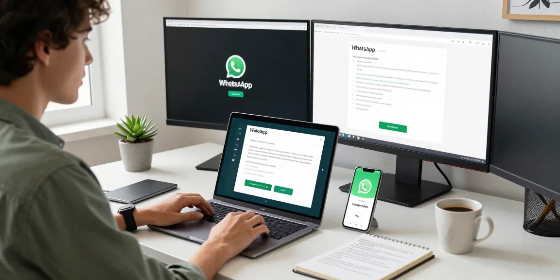 Seamlessly downloading WhatsApp下載 on a laptop in a modern home office setting
