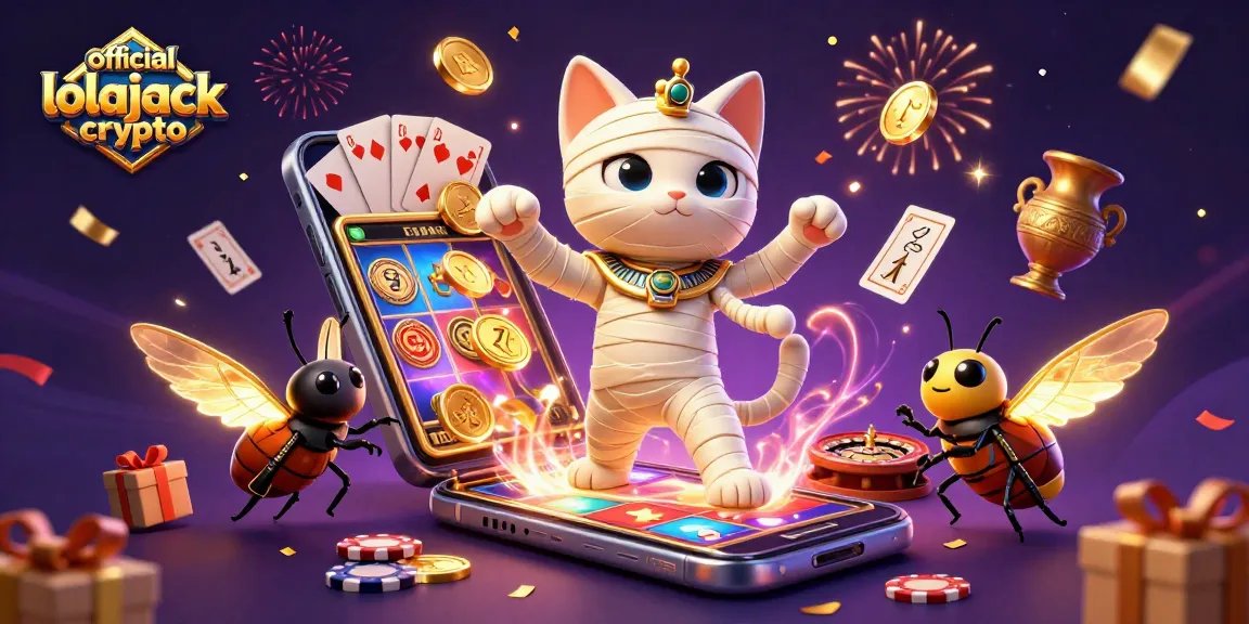 Experience the thrill of official lolajack crypto with our vibrant casino illustration, showcasing an energetic scene featuring unique characters and games.